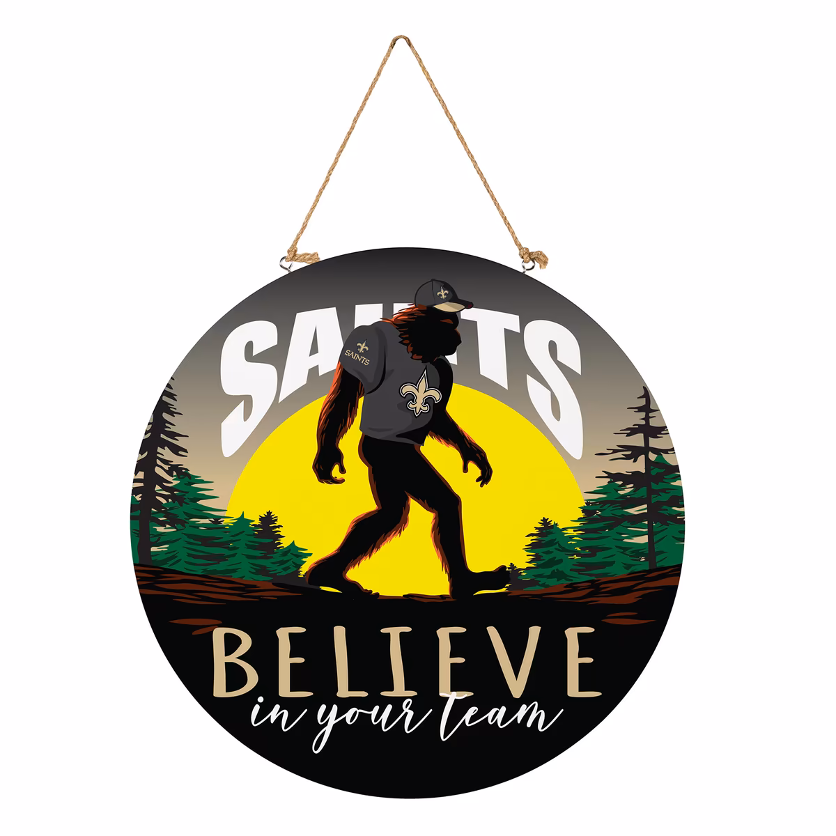 New Orleans Saints 18" Bigfoot "Believe in Yourself" Team Logo Wood Round Door Sign 2 New Orleans Saints 18" Bigfoot "Believe in Yourself" Team Logo Wood Round Door Sign