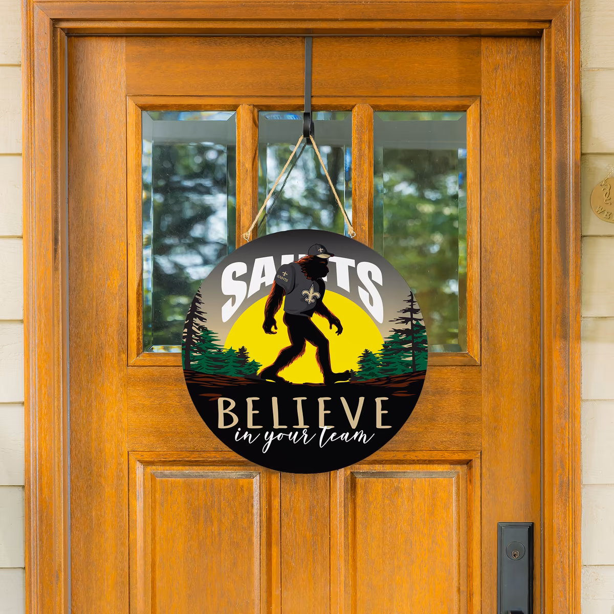New Orleans Saints 18" Bigfoot "Believe in Yourself" Team Logo Wood Round Door Sign 3 New Orleans Saints 18" Bigfoot "Believe in Yourself" Team Logo Wood Round Door Sign