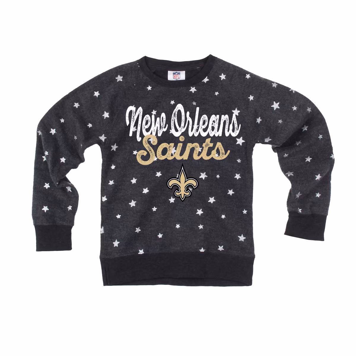 Girls Youth Wes & Willy Black New Orleans Saints Shimmer Star Reverse Sweatshirt 1 Girls Youth Wes & Willy Black New Orleans Saints Shimmer Star Reverse Sweatshirt