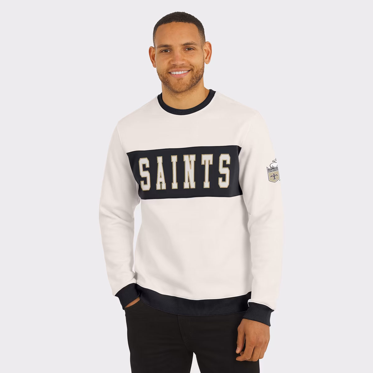 Men's Darius Rucker Collection by Fanatics Cream New Orleans Saints Colorblock Pullover Sweatshirt 5 Men's Darius Rucker Collection by Fanatics Cream New Orleans Saints Colorblock Pullover Sweatshirt