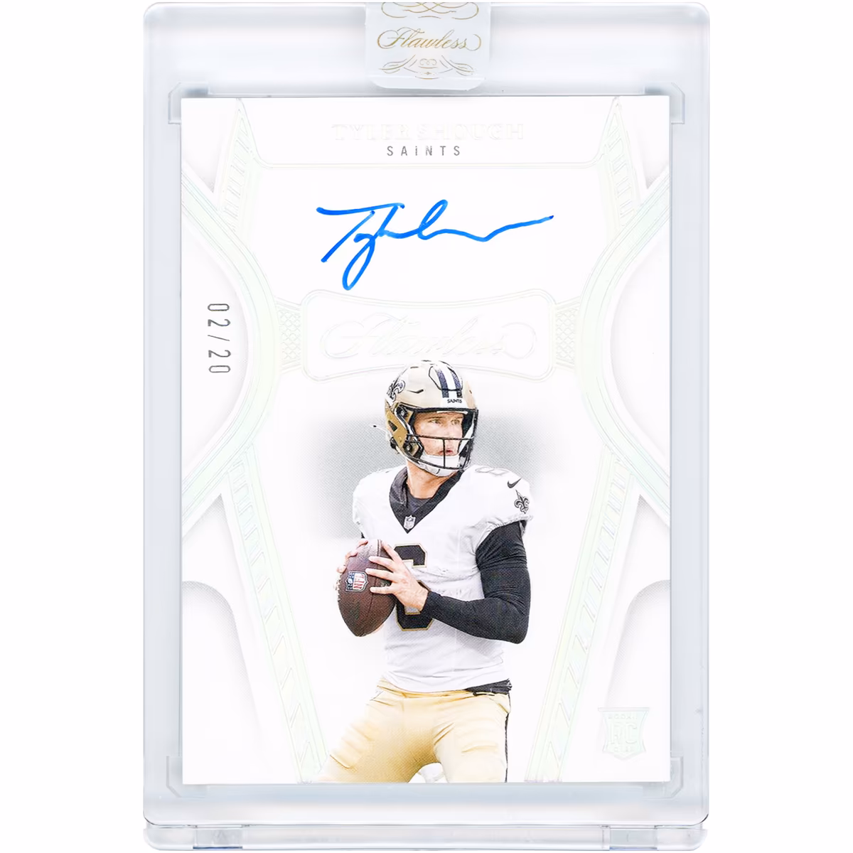 Tyler Shough New Orleans Saints Autographed 2025 Panini Flawless Holo Silver Rookie Debut #RDS-TSH #2/20 Rookie Card
