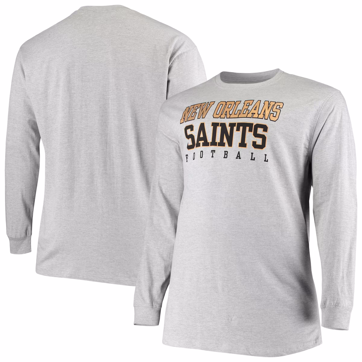 Men's Fanatics Heathered Gray New Orleans Saints Big & Tall Practice Long Sleeve T-Shirt 2 Men's Fanatics Heathered Gray New Orleans Saints Big & Tall Practice Long Sleeve T-Shirt
