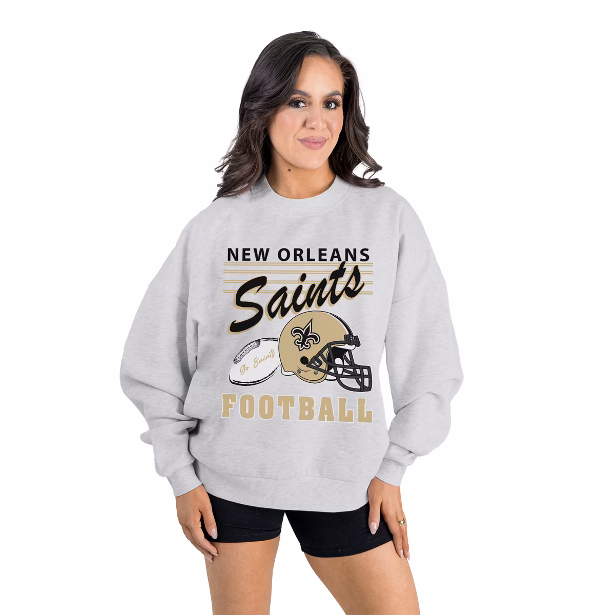 Women's Gameday Couture Ash New Orleans Saints Home Turf Oversized Premium Fleece Pullover Sweatshirt 8 Women's Gameday Couture Ash New Orleans Saints Home Turf Oversized Premium Fleece Pullover Sweatshirt
