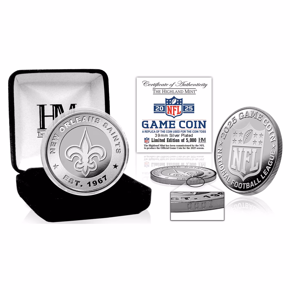 Highland Mint New Orleans Saints 2025 Coin Toss Silver Coin