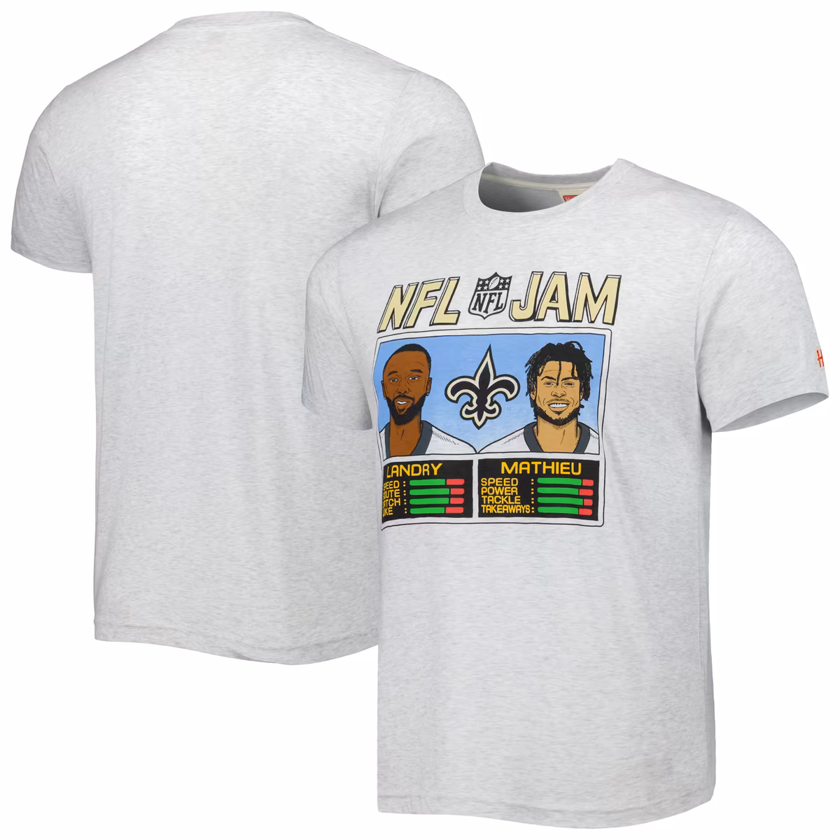 Unisex Homage Jarvis Landry & Tyrann Mathieu Heather Gray New Orleans Saints NFL Jam Tri-Blend T-Shirt 1 Unisex Homage Jarvis Landry & Tyrann Mathieu Heather Gray New Orleans Saints NFL Jam Tri-Blend T-Shirt