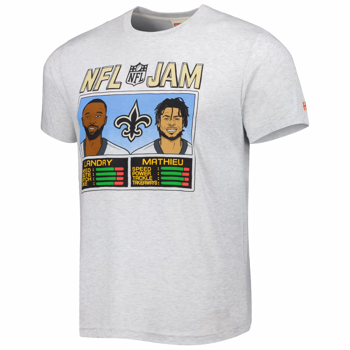 Unisex Homage Jarvis Landry & Tyrann Mathieu Heather Gray New Orleans Saints NFL Jam Tri-Blend T-Shirt 3 Unisex Homage Jarvis Landry & Tyrann Mathieu Heather Gray New Orleans Saints NFL Jam Tri-Blend T-Shirt