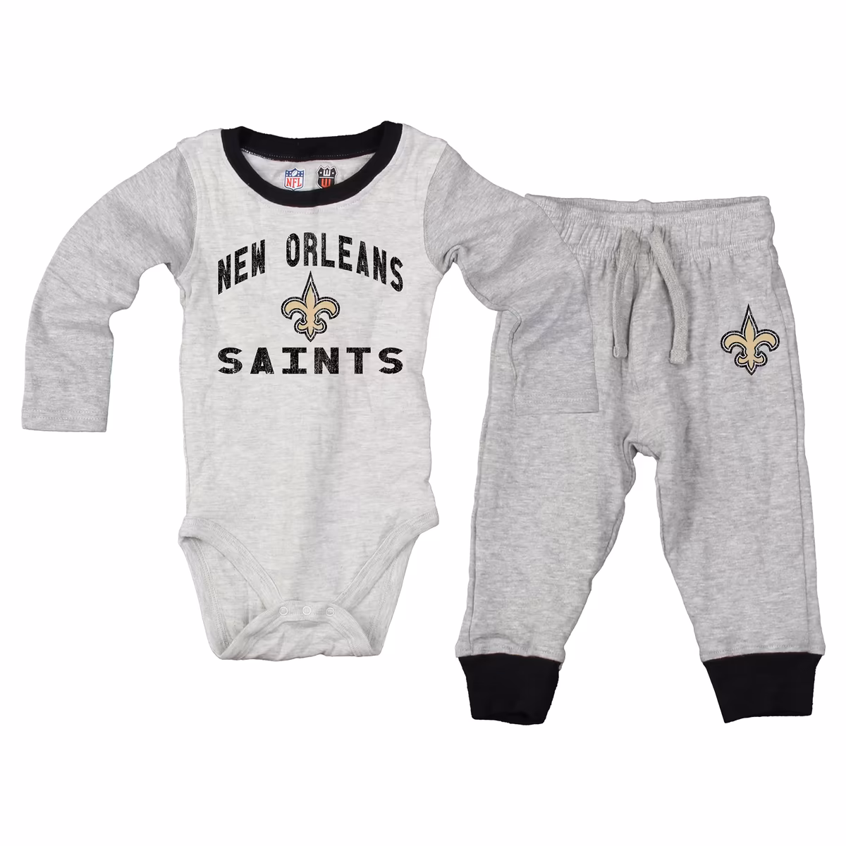 Infant Wes & Willy Heather Gray New Orleans Saints Jie Jie Hopper Long Sleeve Bodysuit & Pants Set 8 Infant Wes & Willy Heather Gray New Orleans Saints Jie Jie Hopper Long Sleeve Bodysuit & Pants Set