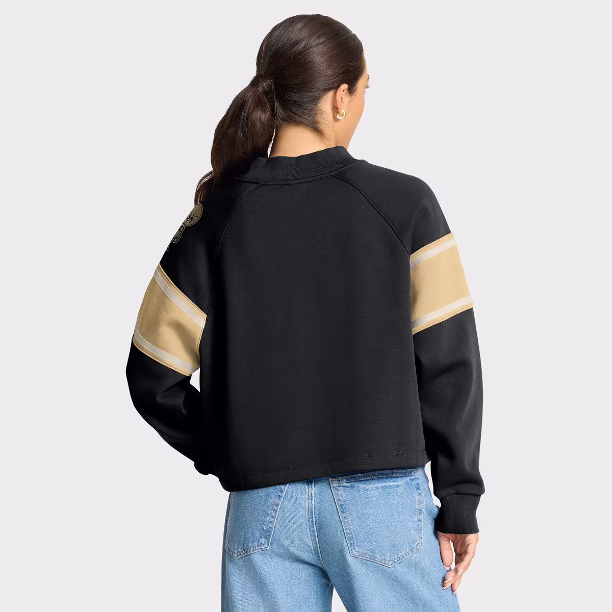 Women's Fanatics Black New Orleans Saints Oversized Hometown Toss Sweep Mock Neck Pullover 3 Women's Fanatics Black New Orleans Saints Oversized Hometown Toss Sweep Mock Neck Pullover