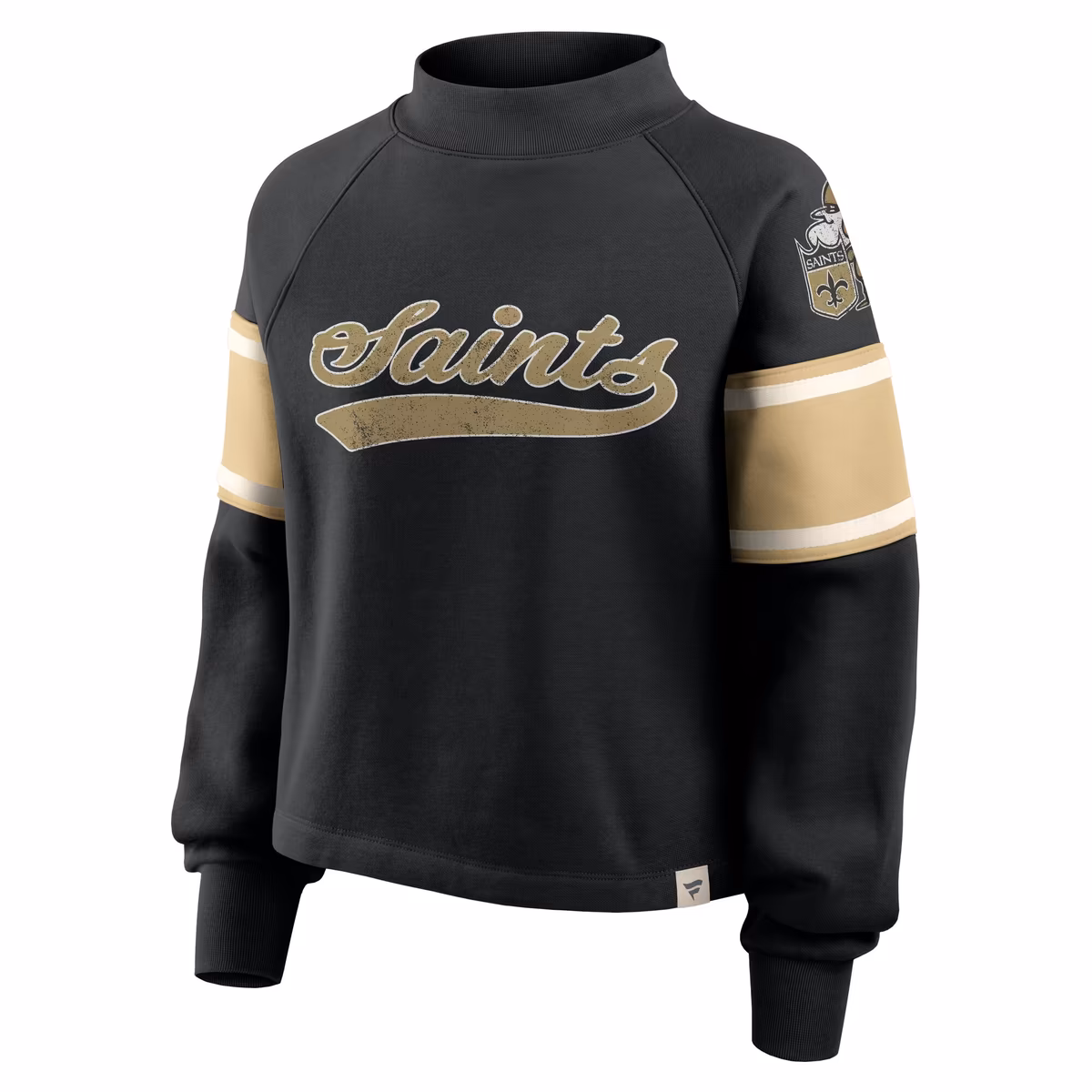 Women's Fanatics Black New Orleans Saints Oversized Hometown Toss Sweep Mock Neck Pullover 5 Women's Fanatics Black New Orleans Saints Oversized Hometown Toss Sweep Mock Neck Pullover