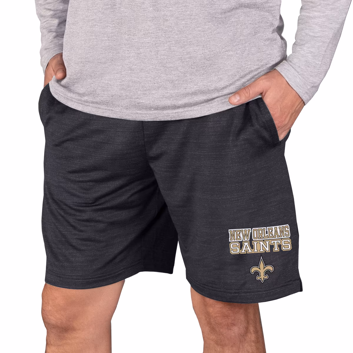 Men's Concepts Sport Charcoal New Orleans Saints Bullseye Knit Jam Shorts