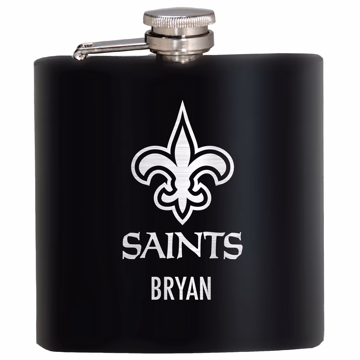 Black New Orleans Saints 6oz. Personalized Stealth Hip Flask
