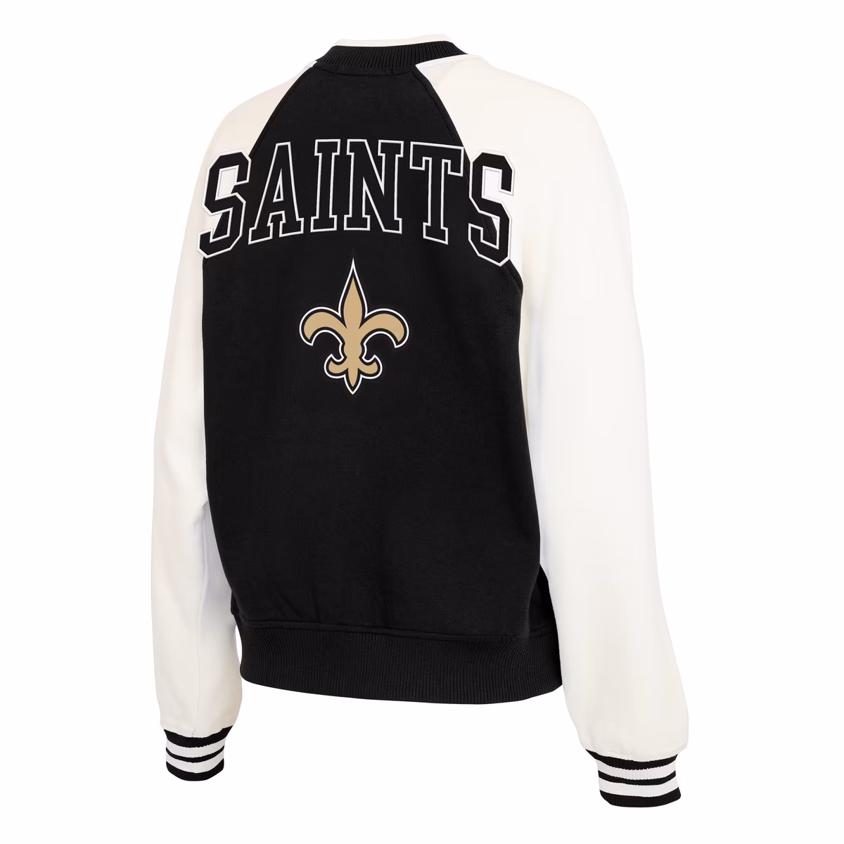 Women's WEAR by Erin Andrews Black New Orleans Saints Full-Zip Fleece Varsity Jacket 5 Women's WEAR by Erin Andrews Black New Orleans Saints Full-Zip Fleece Varsity Jacket