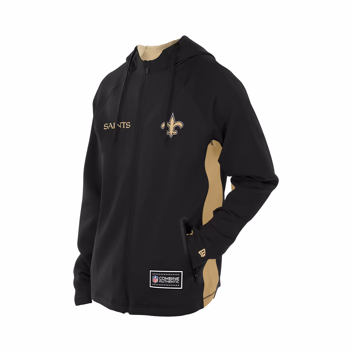 Men's New Era Black New Orleans Saints Combine Authentic Raglan Scuba Full-Zip Hoodie 3 Men's New Era Black New Orleans Saints Combine Authentic Raglan Scuba Full-Zip Hoodie