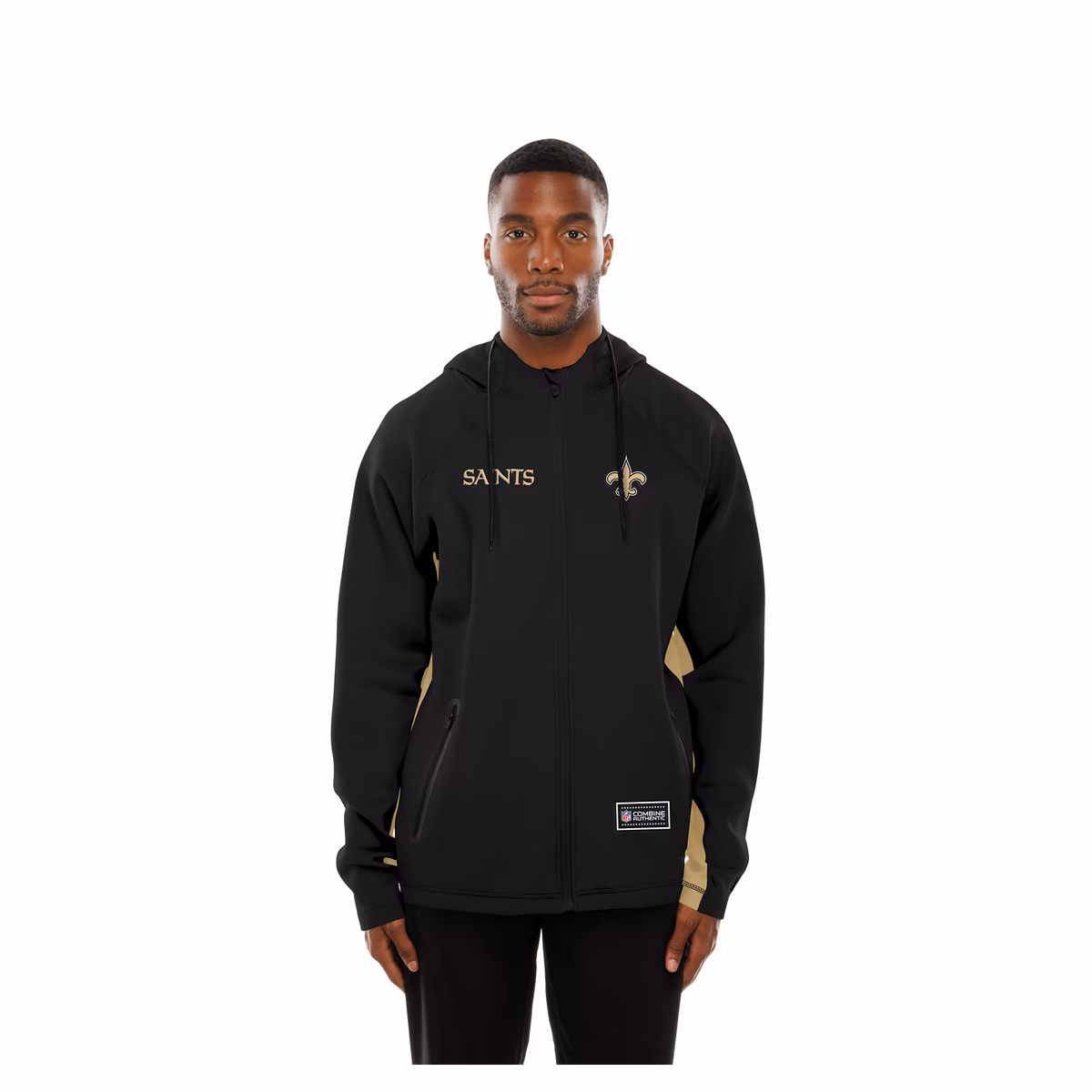 Men's New Era Black New Orleans Saints Combine Authentic Raglan Scuba Full-Zip Hoodie 5 Men's New Era Black New Orleans Saints Combine Authentic Raglan Scuba Full-Zip Hoodie