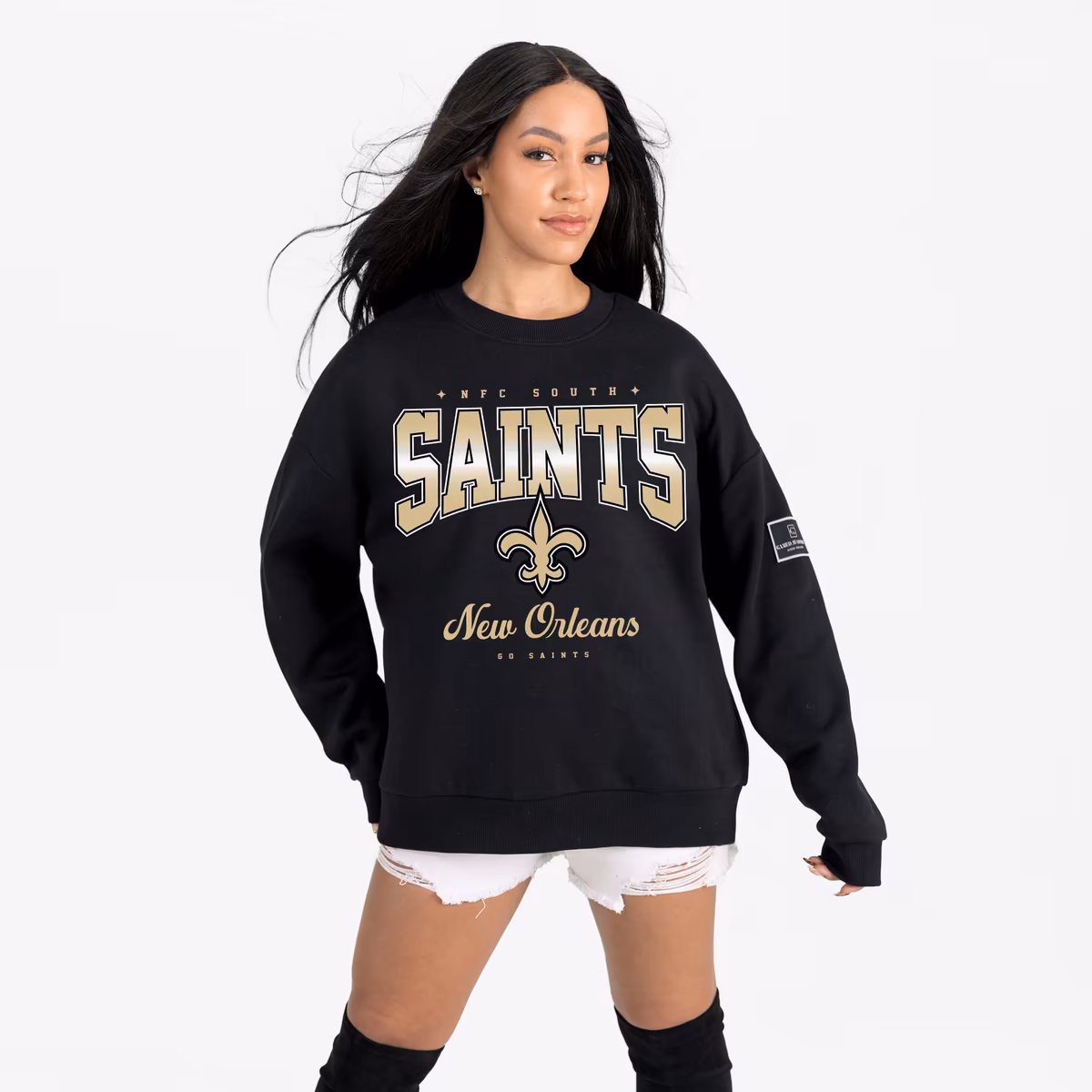 Women's Gameday Couture Black New Orleans Saints Powerhouse Play Premium Fleece Sweatshirt 3 Women's Gameday Couture Black New Orleans Saints Powerhouse Play Premium Fleece Sweatshirt