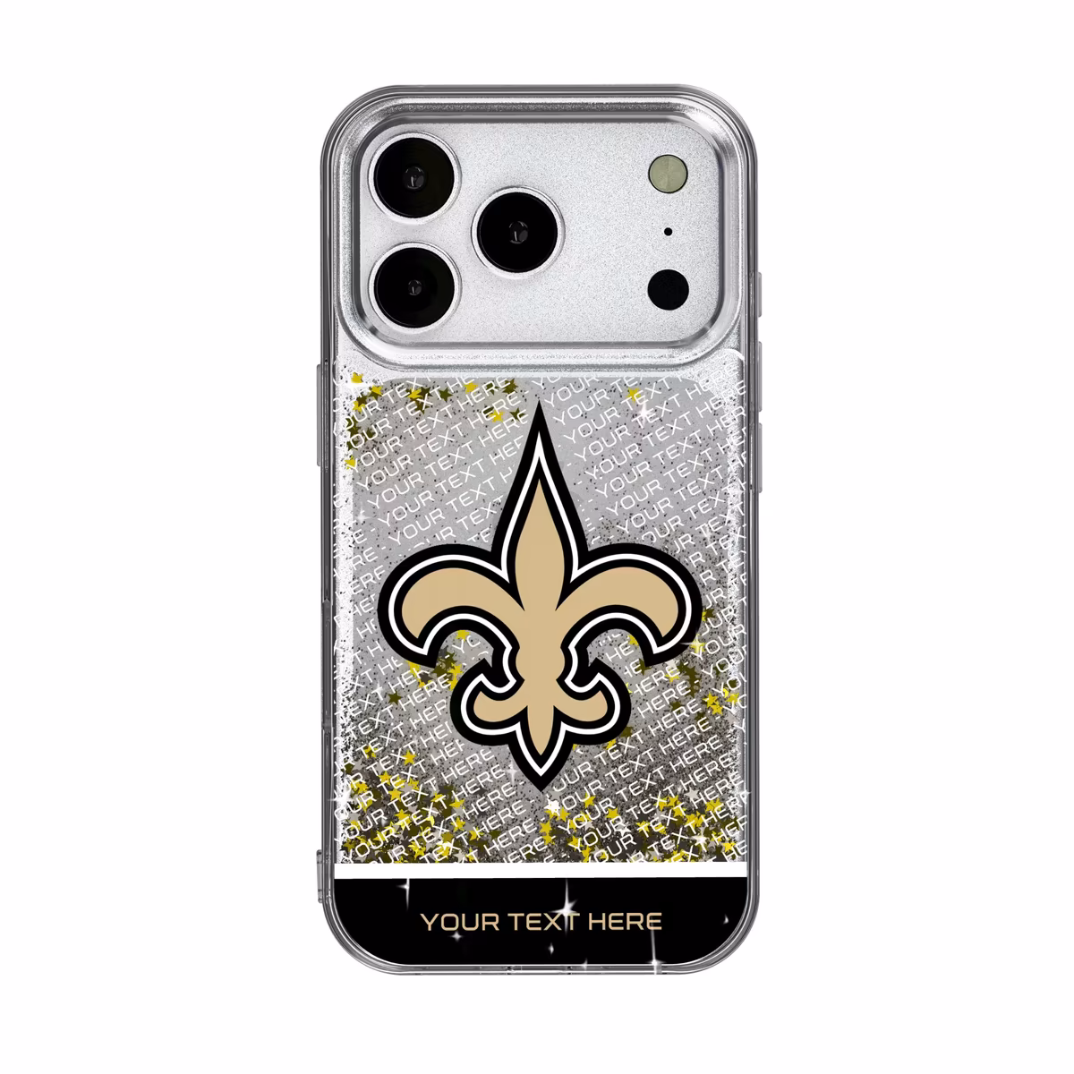 New Orleans Saints Personalized Endzone Plus Design iPhone Glitter Phone Case
