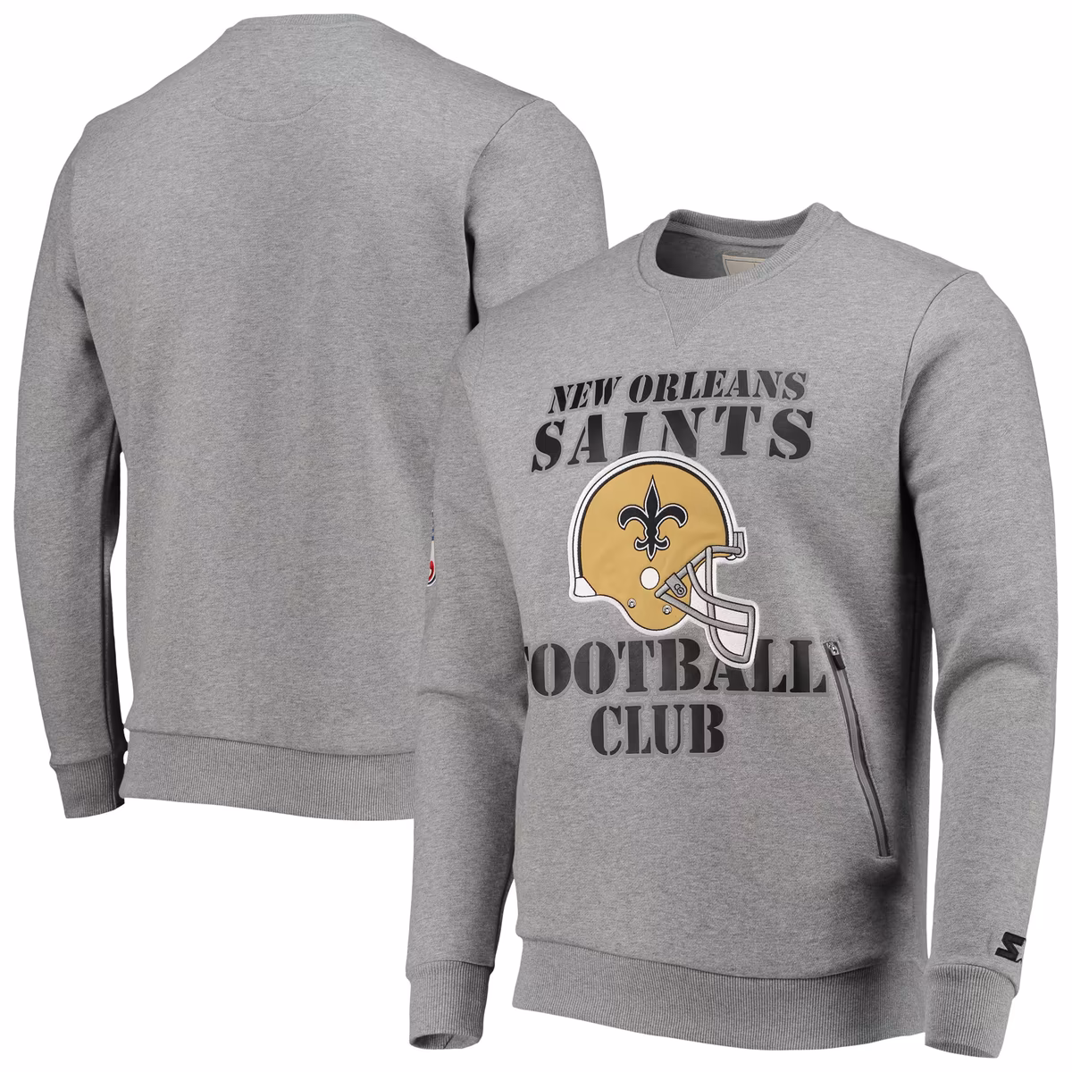 Men's Starter Gray New Orleans Saints Locker Room Throwback End Zone Pullover Sweatshirt 2 Men's Starter Gray New Orleans Saints Locker Room Throwback End Zone Pullover Sweatshirt