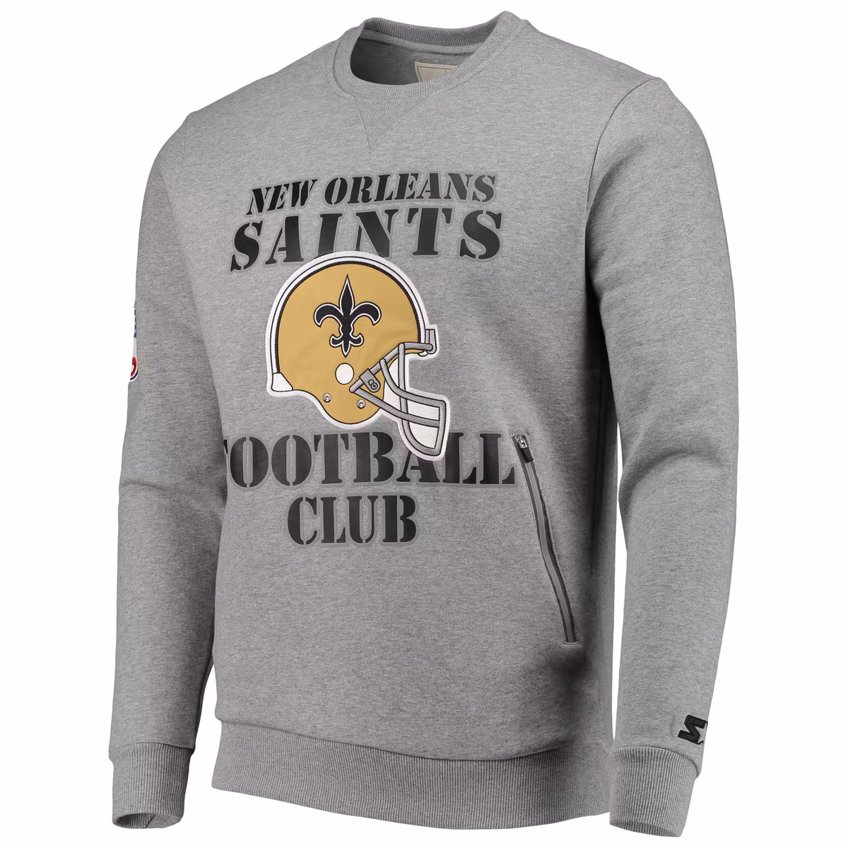 Men's Starter Gray New Orleans Saints Locker Room Throwback End Zone Pullover Sweatshirt 3 Men's Starter Gray New Orleans Saints Locker Room Throwback End Zone Pullover Sweatshirt