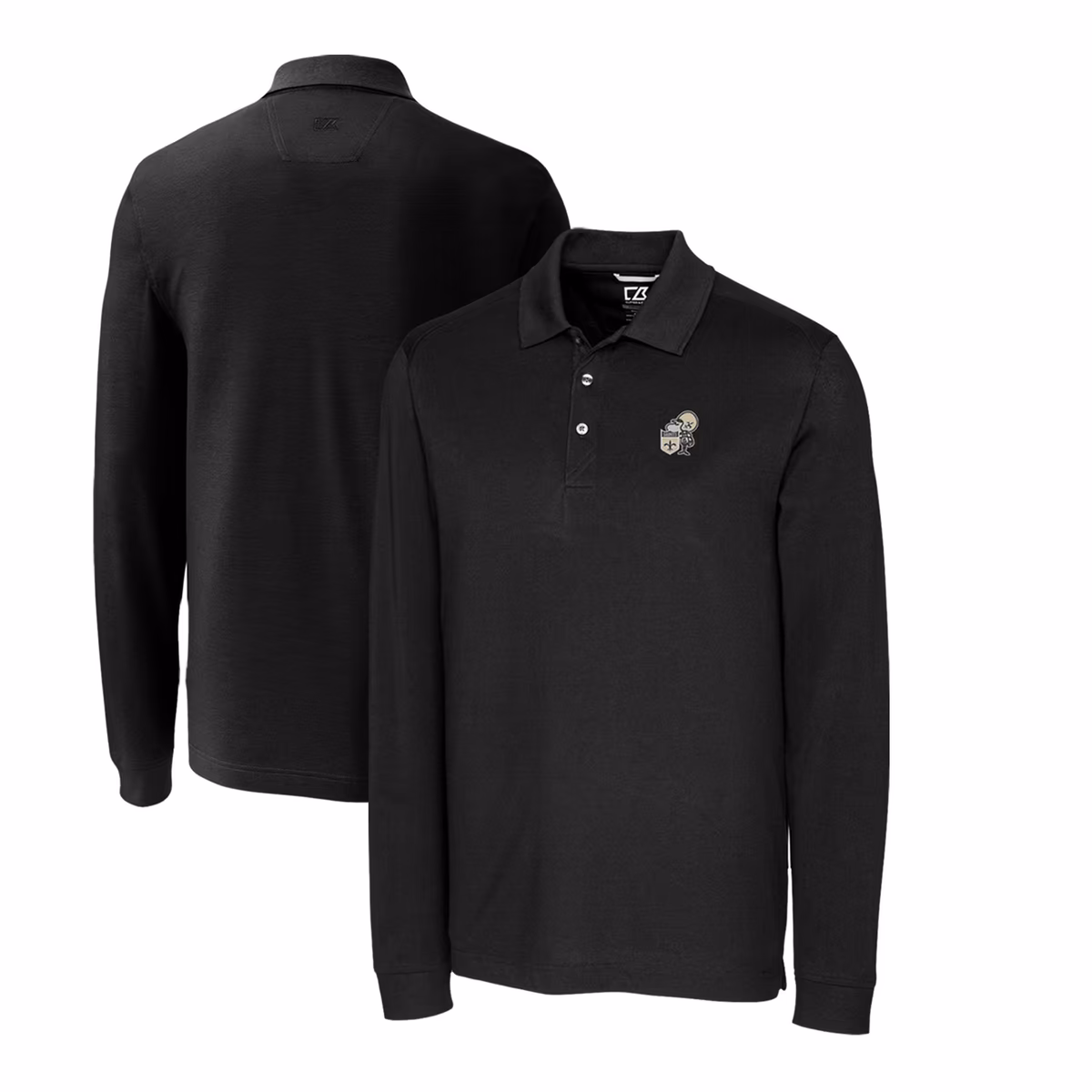 Men's Cutter & Buck Black New Orleans Saints Advantage Tri-Blend Pique Long Sleeve Throwback Polo 1 Men's Cutter & Buck Black New Orleans Saints Advantage Tri-Blend Pique Long Sleeve Throwback Polo