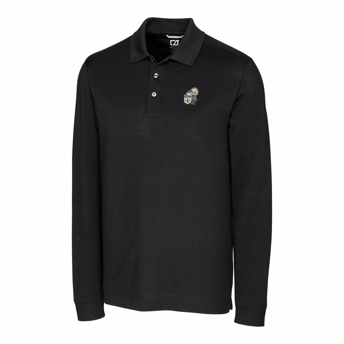 Men's Cutter & Buck Black New Orleans Saints Advantage Tri-Blend Pique Long Sleeve Throwback Polo 3 Men's Cutter & Buck Black New Orleans Saints Advantage Tri-Blend Pique Long Sleeve Throwback Polo