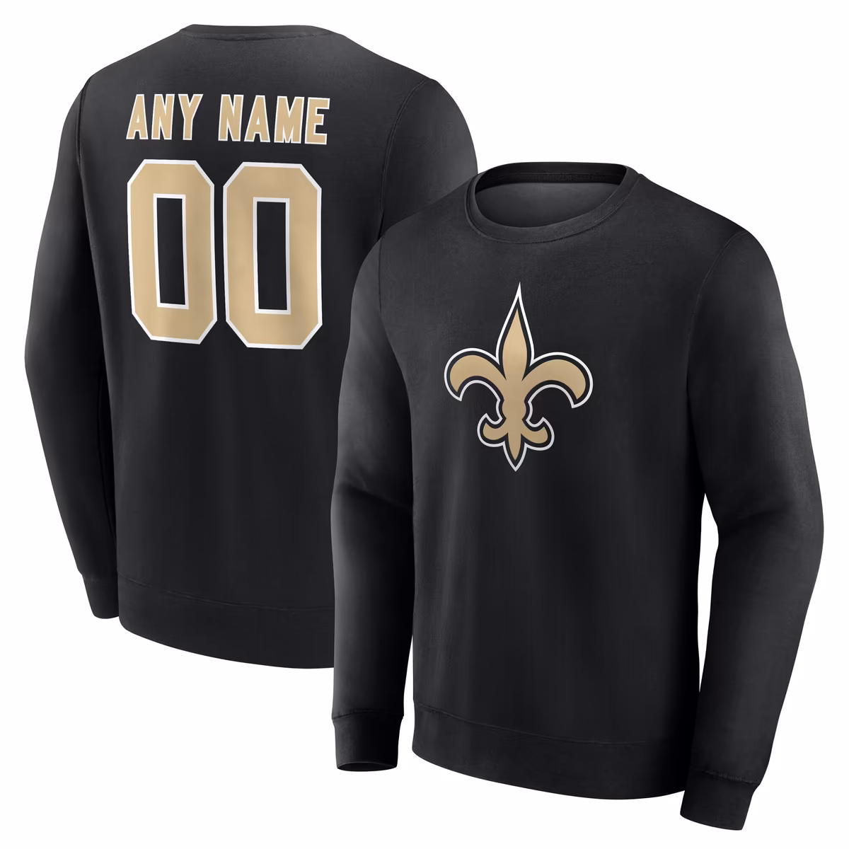 Men's Black New Orleans Saints Team Authentic Personalized Name & Number Sweatshirt 2 Men's Black New Orleans Saints Team Authentic Personalized Name & Number Sweatshirt