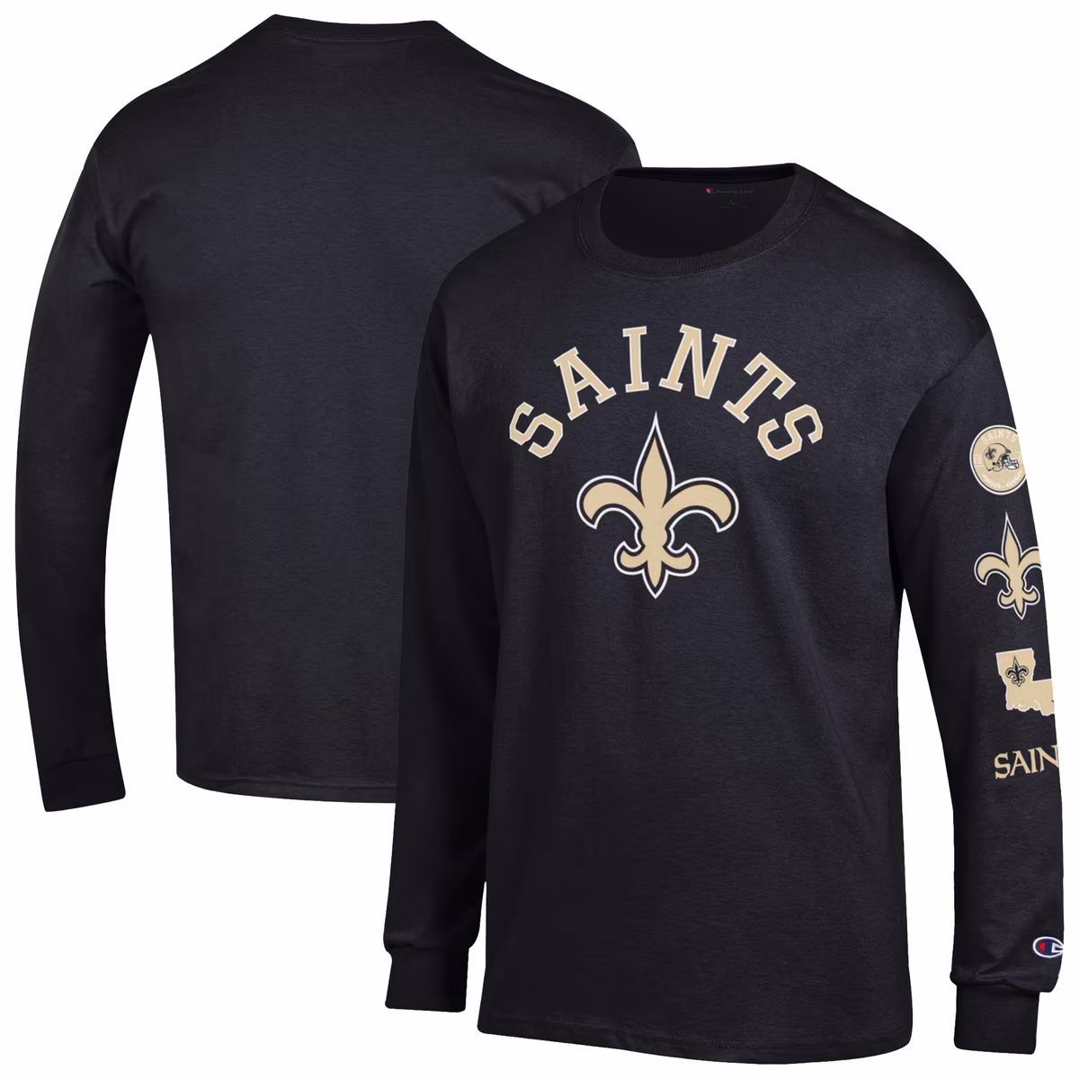 Men's Champion  Black New Orleans Saints Seal Long Sleeve T-Shirt