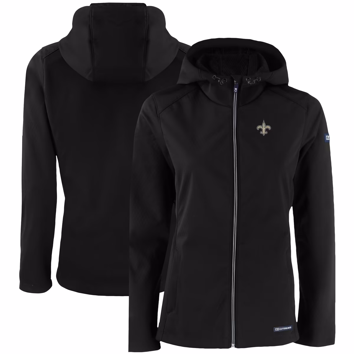 Women's Cutter & Buck Black New Orleans Saints Evoke Eco Softshell Recycled Full-Zip Hooded Jacket 2 Women's Cutter & Buck Black New Orleans Saints Evoke Eco Softshell Recycled Full-Zip Hooded Jacket