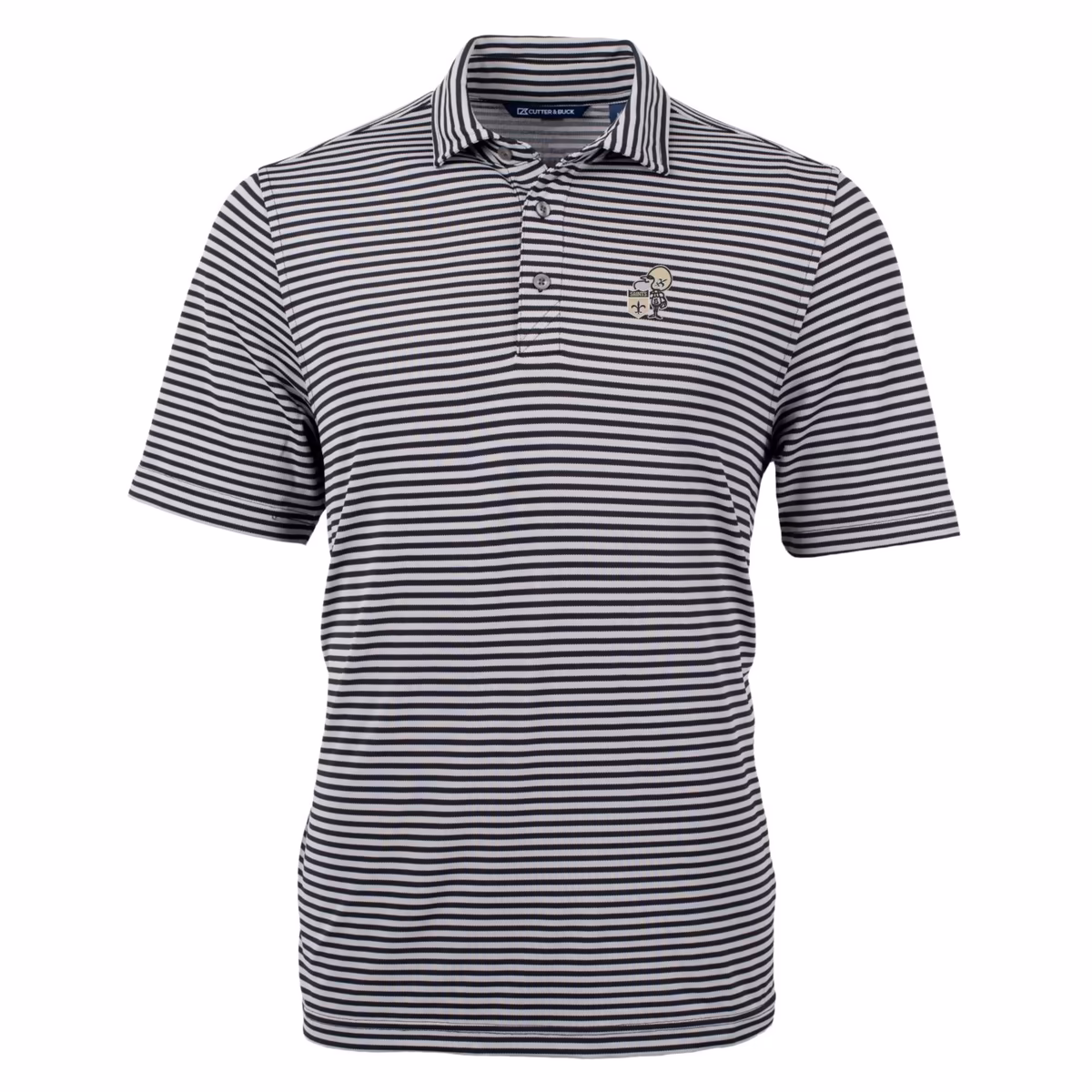 Men's Cutter & Buck Black New Orleans Saints Throwback Logo Virtue Eco Pique Stripe Recycled Polo 3 Men's Cutter & Buck Black New Orleans Saints Throwback Logo Virtue Eco Pique Stripe Recycled Polo