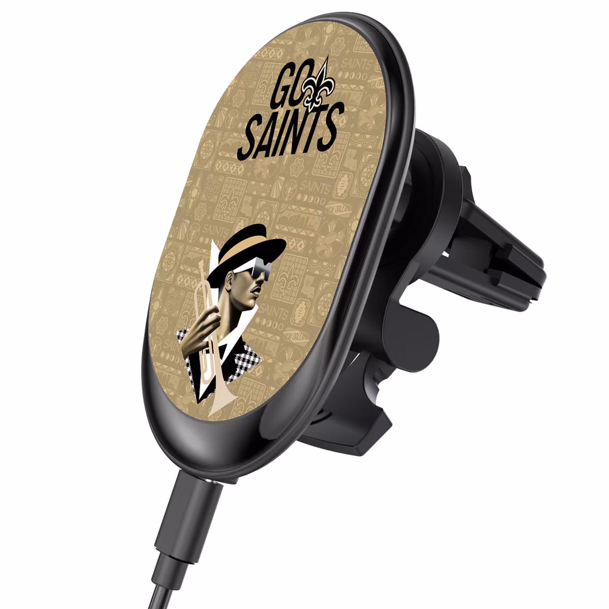 Keyscaper Black New Orleans Saints Wireless Magnetic Car Charger 2 Keyscaper Black New Orleans Saints Wireless Magnetic Car Charger