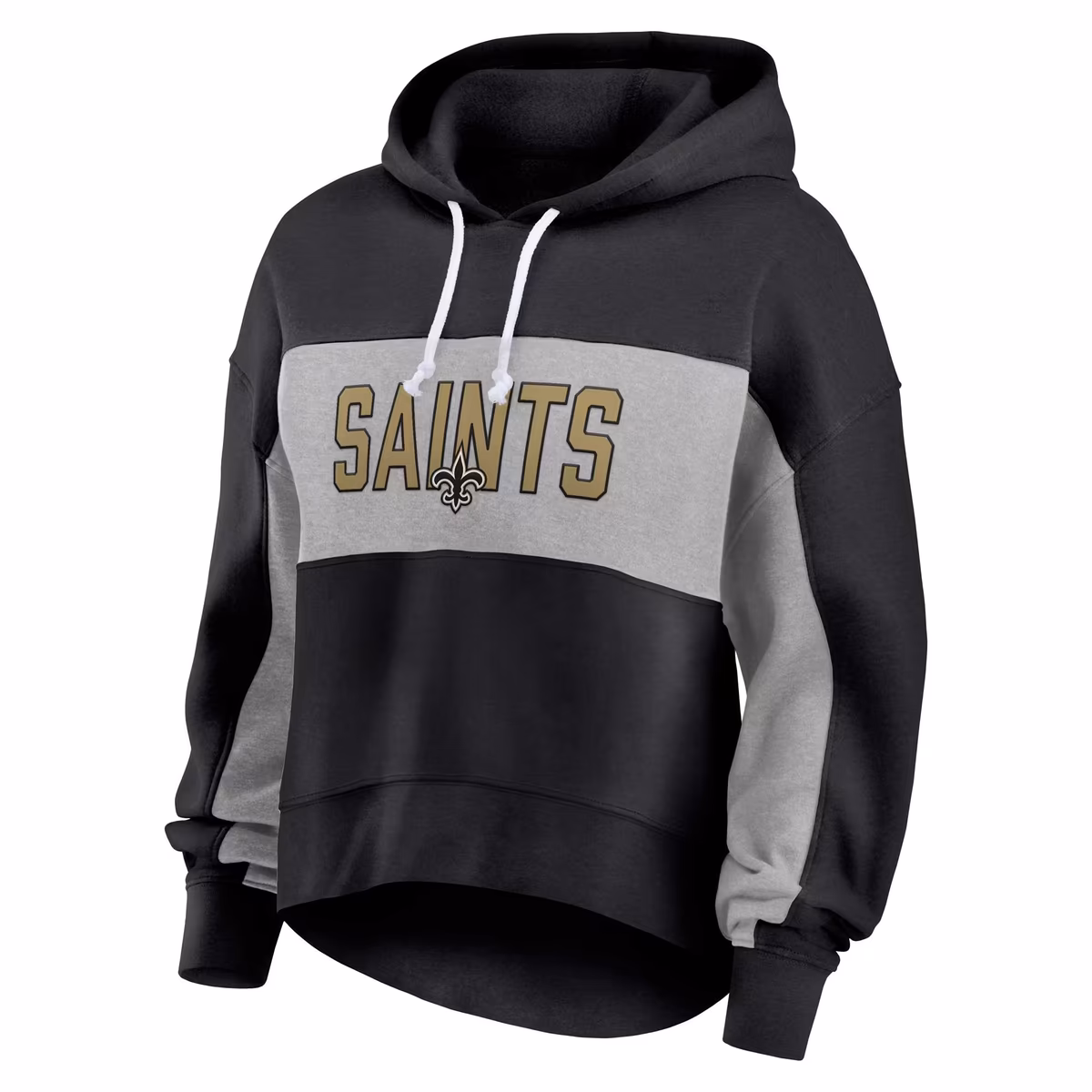 Women's Fanatics Black New Orleans Saints Filled Stat Sheet Lighweight Modest Crop Hoodie 3 Women's Fanatics Black New Orleans Saints Filled Stat Sheet Lighweight Modest Crop Hoodie