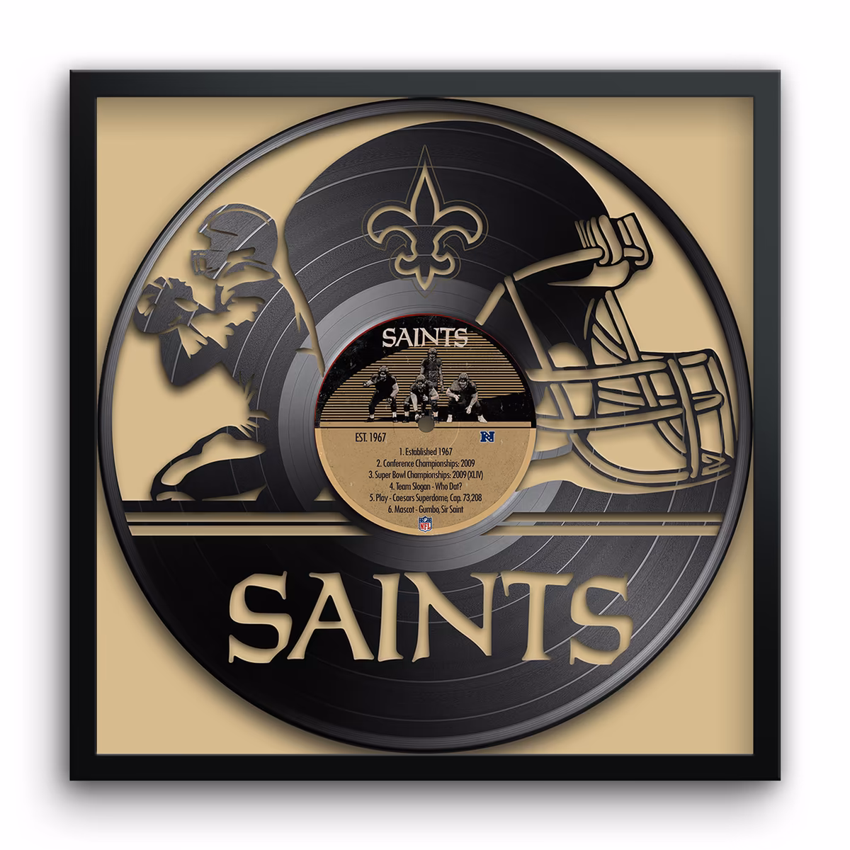 New Orleans Saints Framed 13" x 13" Vinyl Record Art Print
