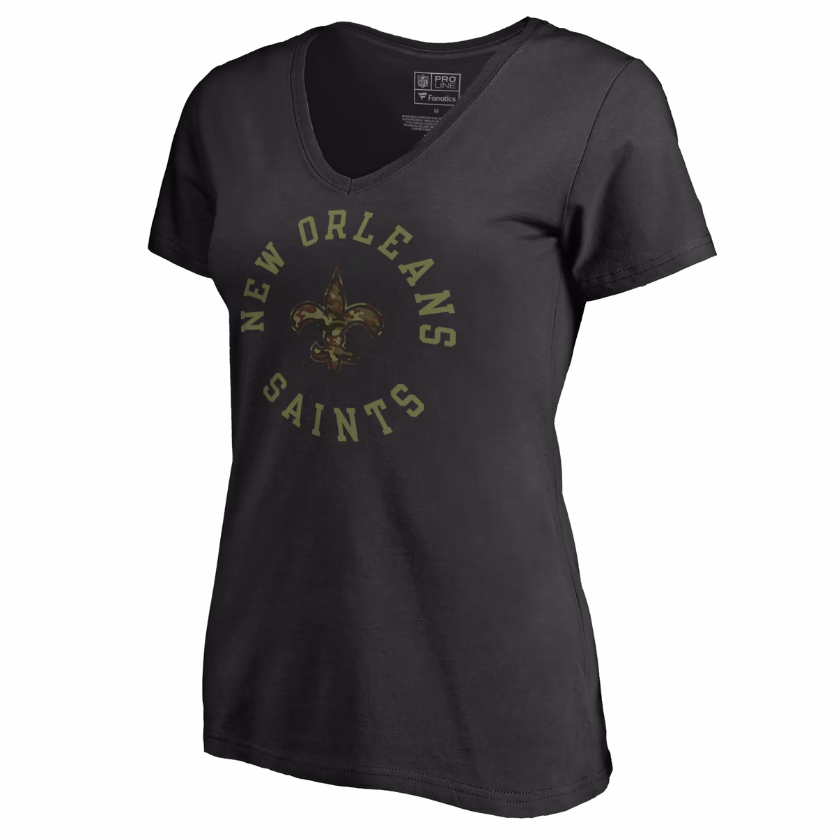 Women's Black New Orleans Saints Camo Collection Liberty V-Neck T-Shirt 1 Women's Black New Orleans Saints Camo Collection Liberty V-Neck T-Shirt