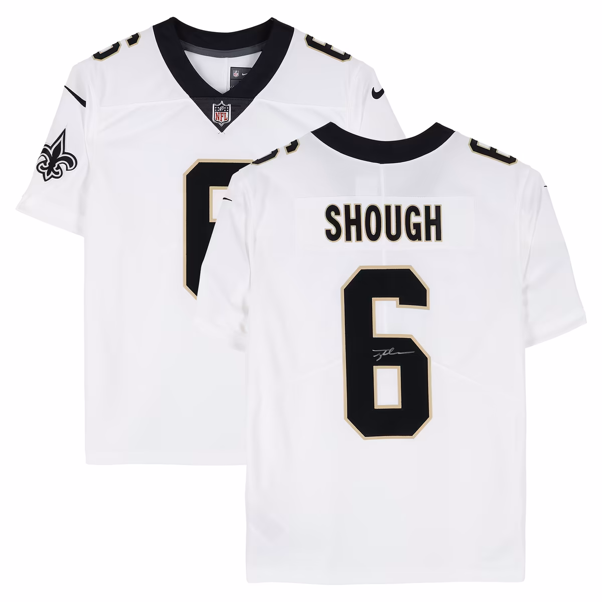 Tyler Shough New Orleans Saints Autographed White Nike Vapor Untouchable Limited Jersey
