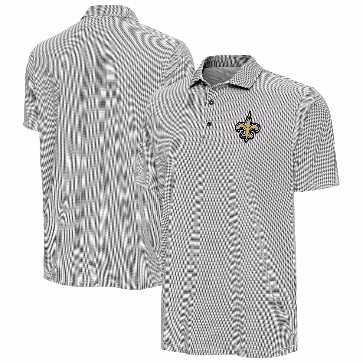 Men's Antigua Black/White New Orleans Saints Pave Polo