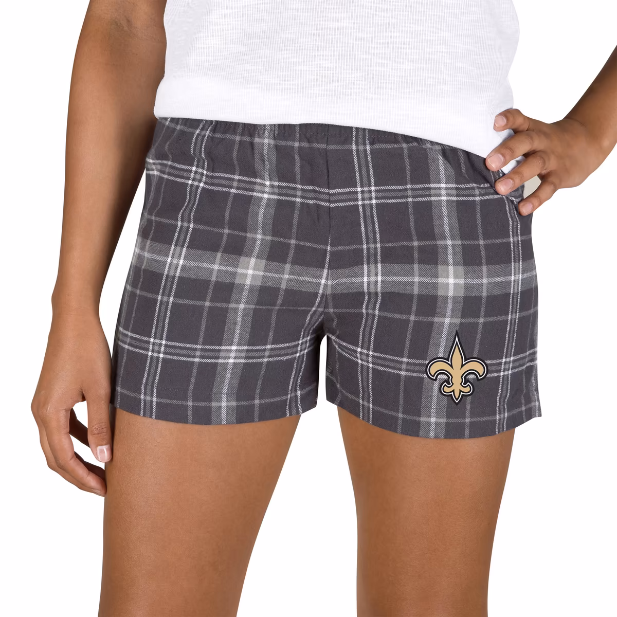 Women's Concepts Sport Charcoal/Gray New Orleans Saints Ultimate Flannel Shorts 1 Women's Concepts Sport Charcoal/Gray New Orleans Saints Ultimate Flannel Shorts