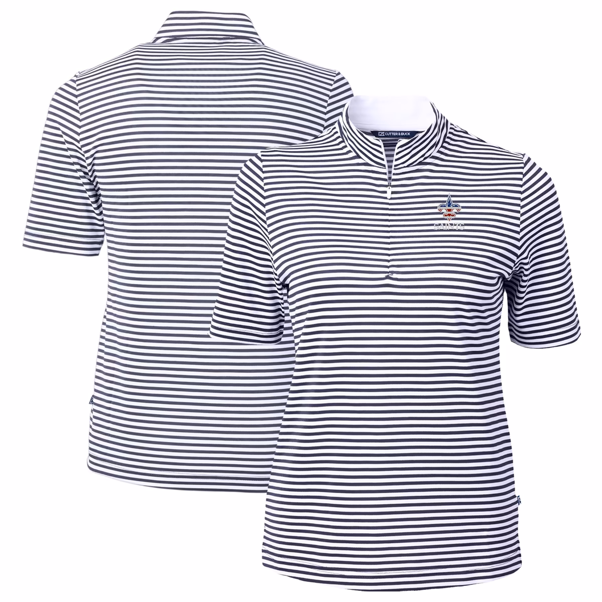 Women's Cutter & Buck Navy New Orleans Saints DryTec Virtue Eco Pique Stripe Recycled Polo 1 Women's Cutter & Buck Navy New Orleans Saints DryTec Virtue Eco Pique Stripe Recycled Polo