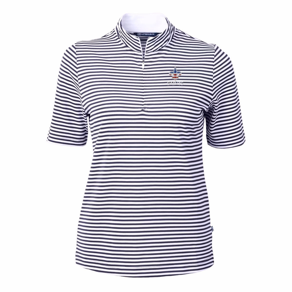 Women's Cutter & Buck Navy New Orleans Saints DryTec Virtue Eco Pique Stripe Recycled Polo 3 Women's Cutter & Buck Navy New Orleans Saints DryTec Virtue Eco Pique Stripe Recycled Polo