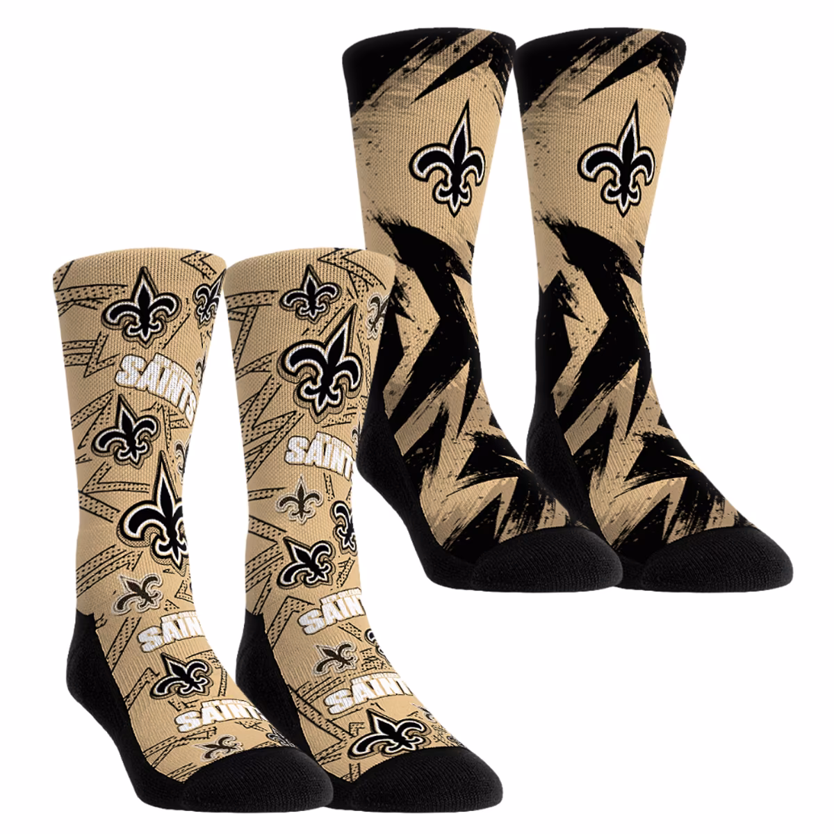 Youth Rock Em Gold New Orleans Saints Game Day Two-Pack Crew Sock Set 8 Youth Rock Em Gold New Orleans Saints Game Day Two-Pack Crew Sock Set