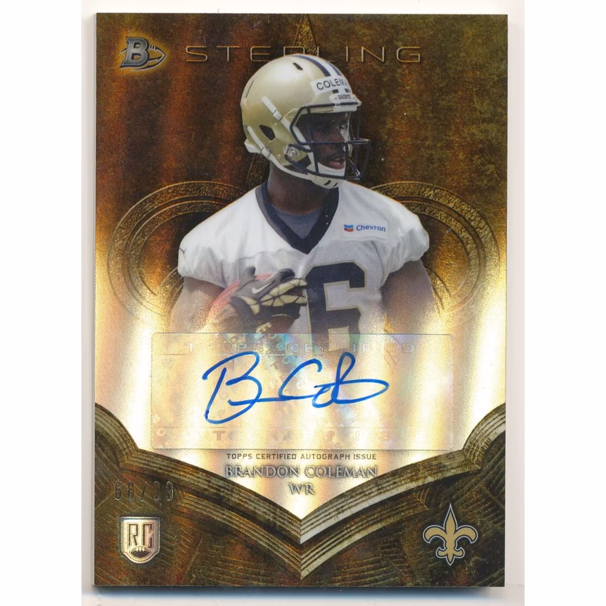 2014 Bowman Sterling Autographs Gold Refractors #BSABCO Brandon Coleman 16 2014 Bowman Sterling Autographs Gold Refractors #BSABCO Brandon Coleman