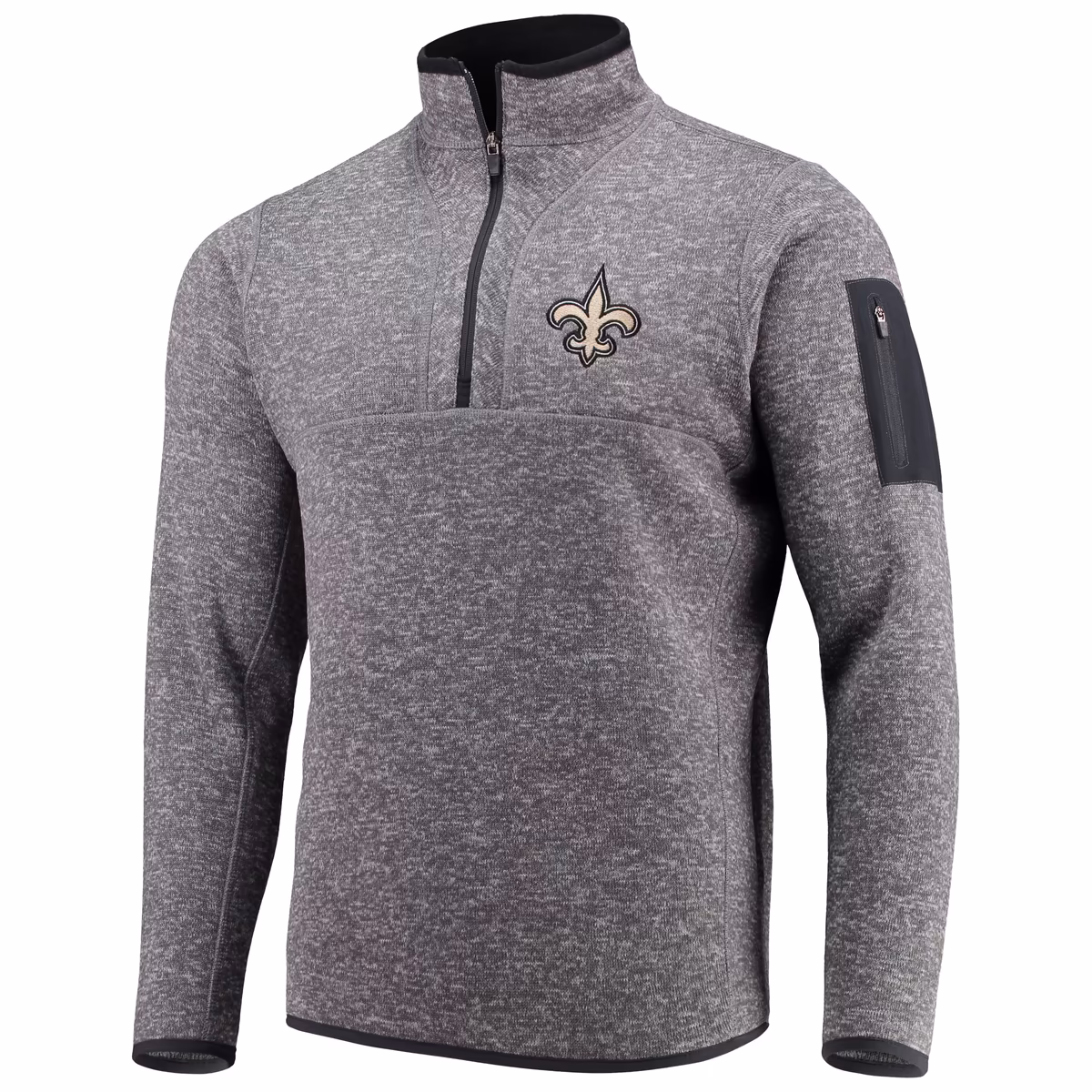 Men's Antigua Charcoal New Orleans Saints Fortune Quarter-Zip Pullover Jacket 3 Men's Antigua Charcoal New Orleans Saints Fortune Quarter-Zip Pullover Jacket