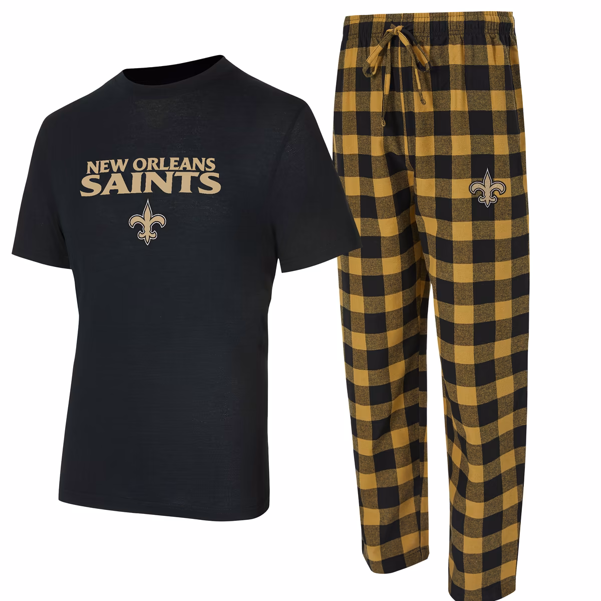 Men's Concepts Sport Black/Gold New Orleans Saints Avondale T-Shirt & Flannel Pants Set 10 Men's Concepts Sport Black/Gold New Orleans Saints Avondale T-Shirt & Flannel Pants Set
