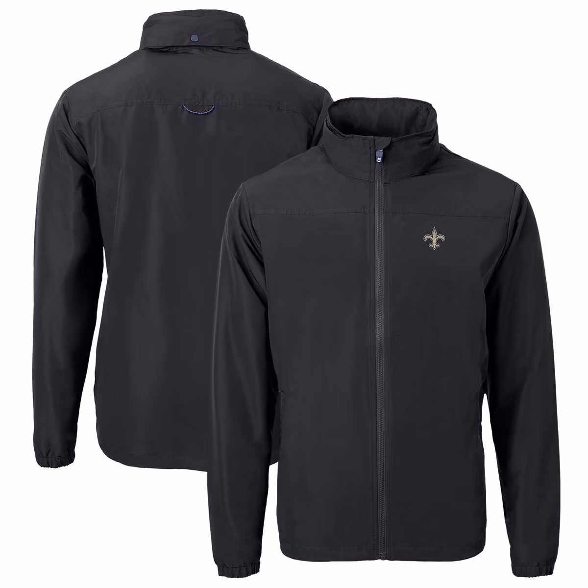 Men's Cutter & Buck  Black New Orleans Saints  Big & Tall Charter Eco Knit Recycled Full-Zip Jacket