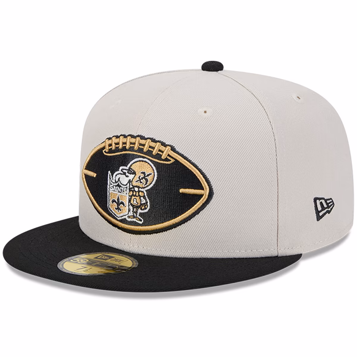 Men's New Era Stone/Black New Orleans Saints 2024 Sideline Historic 59FIFTY Fitted Hat