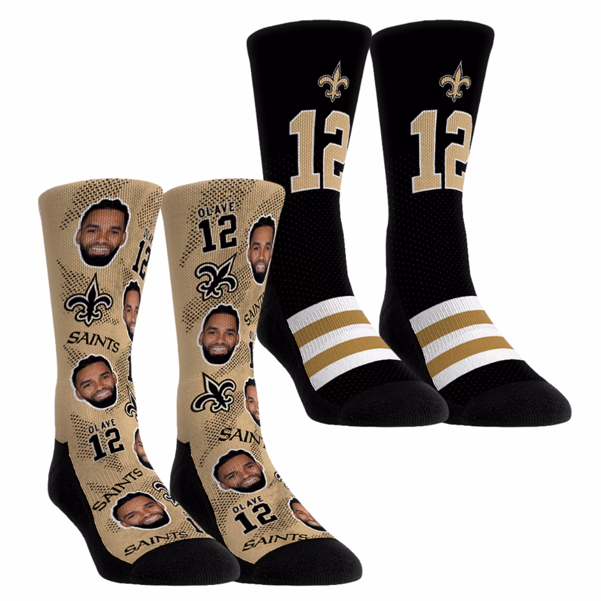 Youth Rock Em Chris Olave New Orleans Saints Player Football Guy Two-Pack Crew Sock Set