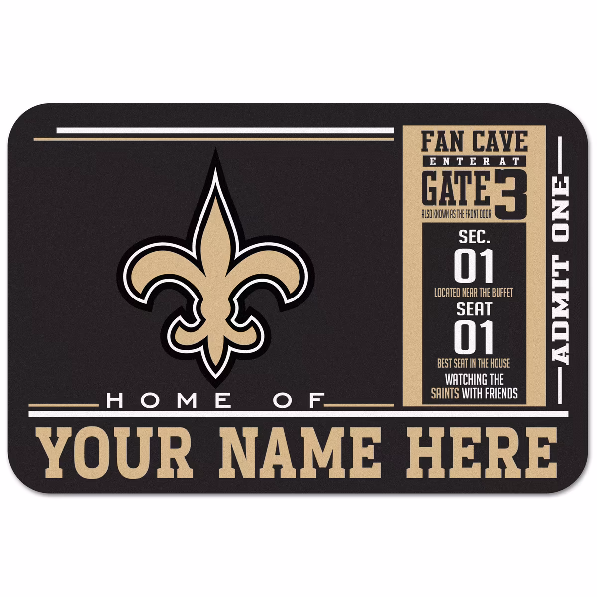 WinCraft New Orleans Saints 20'' x 30'' Personalized Floor Mat 19 WinCraft New Orleans Saints 20'' x 30'' Personalized Floor Mat