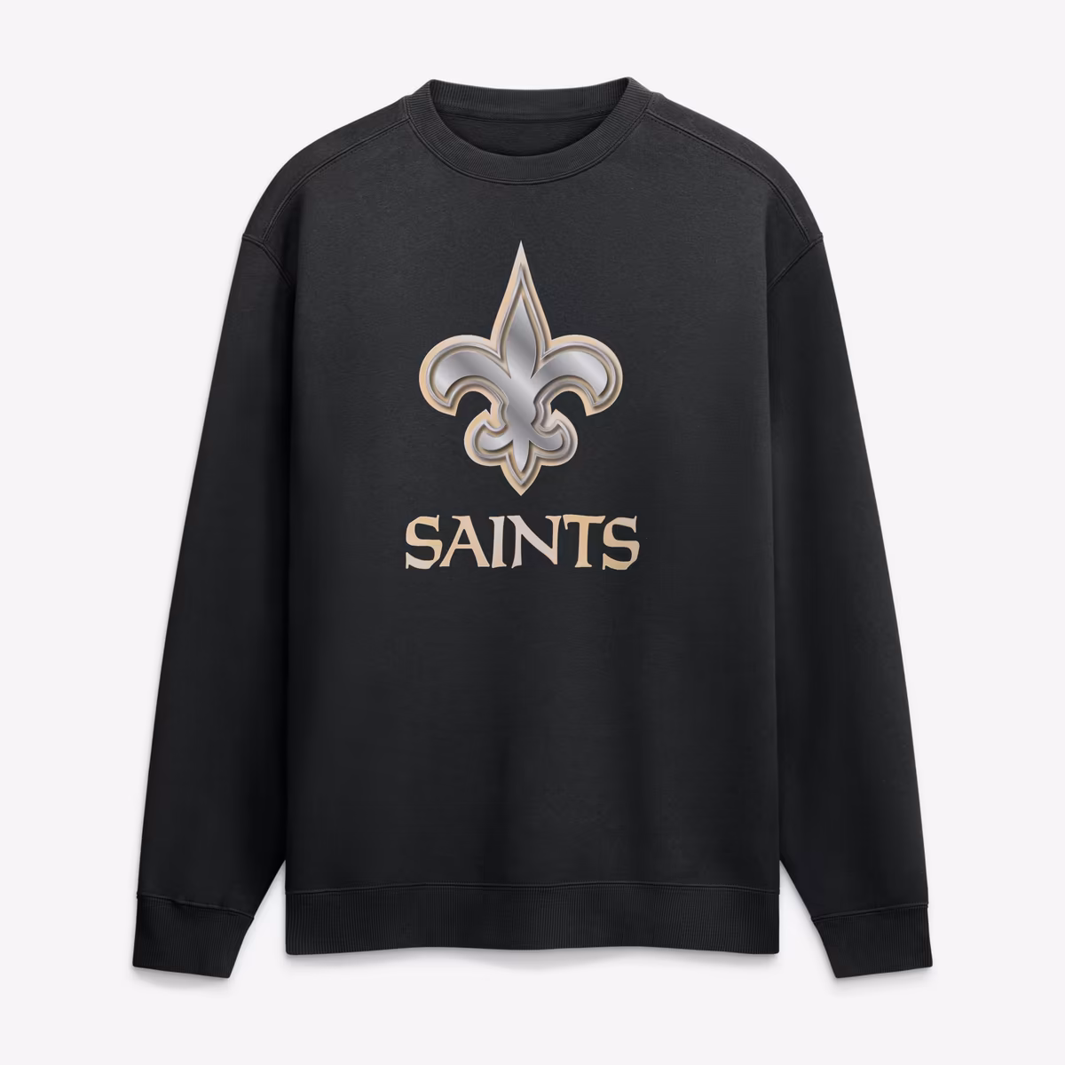 Men's Black New Orleans Saints Metallic Mascot Personalized Name & Number Sweatshirt 3 Men's Black New Orleans Saints Metallic Mascot Personalized Name & Number Sweatshirt