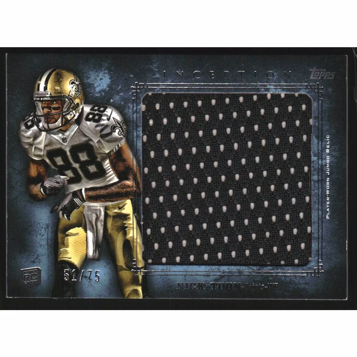 2012 Topps Inception Rookie Relics Jumbo Swatch Blue #JRNT Nick Toon