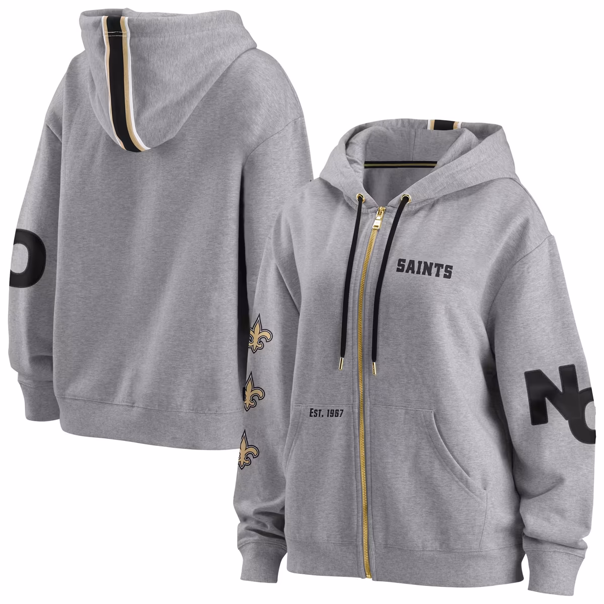 Women's WEAR by Erin Andrews Gray New Orleans Saints Full-Zip Hoodie 2 Women's WEAR by Erin Andrews Gray New Orleans Saints Full-Zip Hoodie