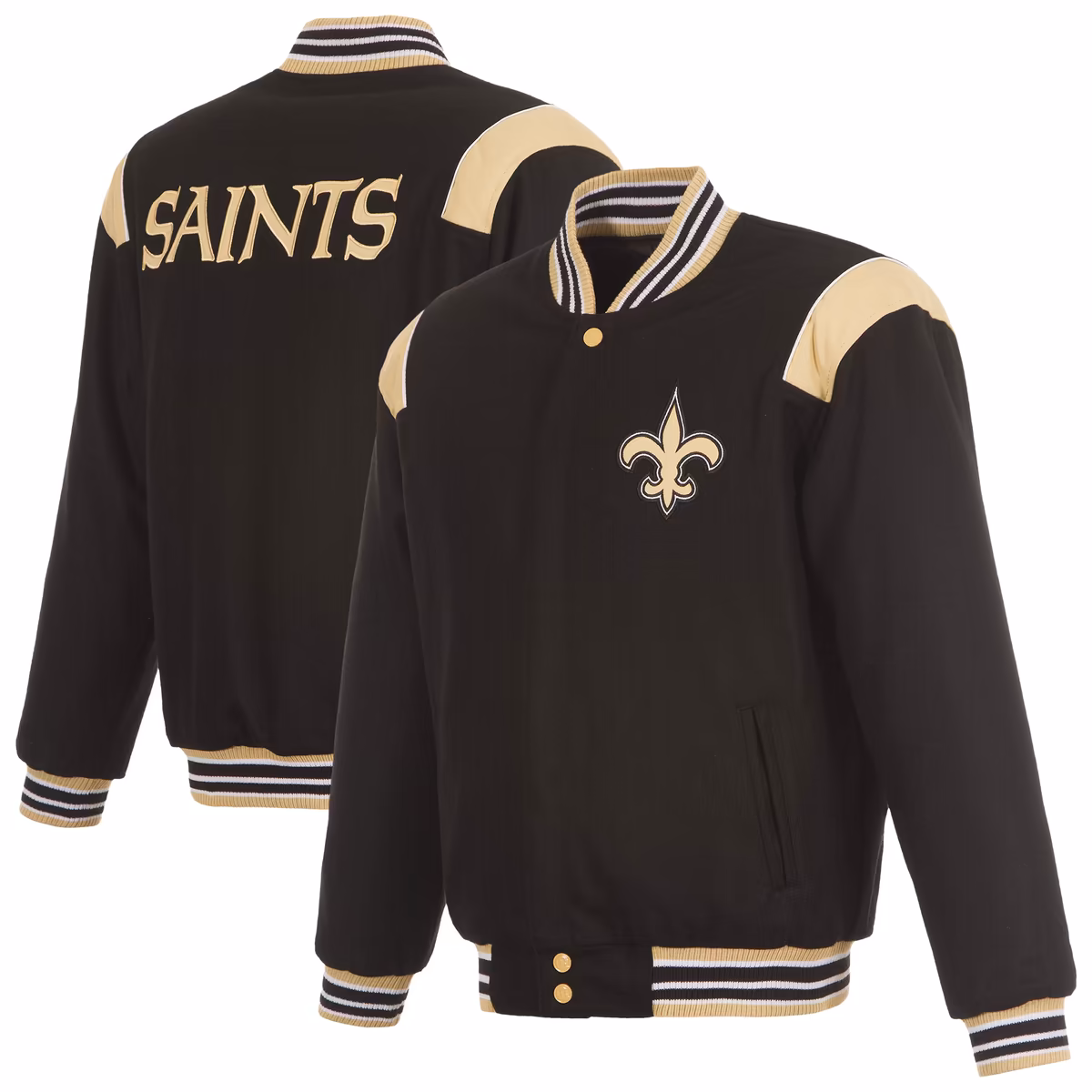 Men's JH Design  Black New Orleans Saints Reversible Wool Full-Zip Jacket