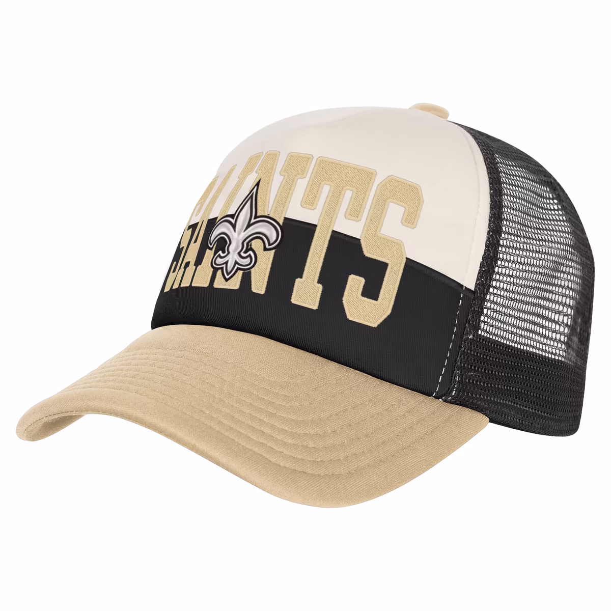 Youth White/Gold New Orleans Saints Modern Fan Trucker Adjustable Hat